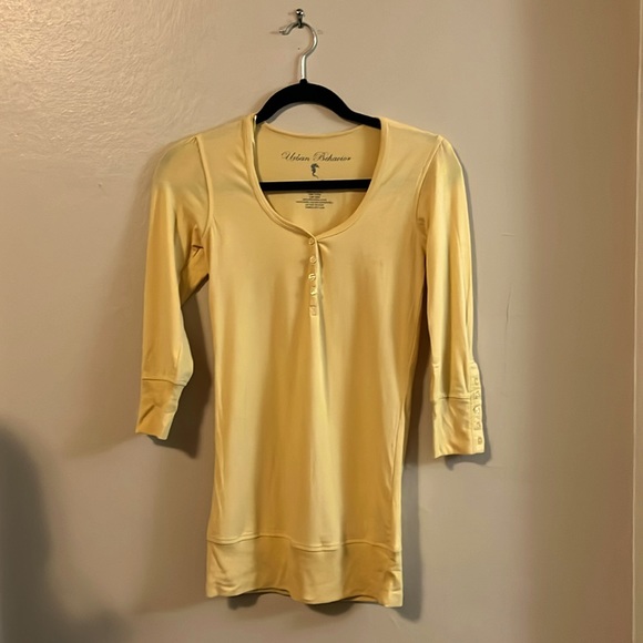 Urban Behavior 3/4 Sleeve Yellow Button Henley S - Picture 1 of 12